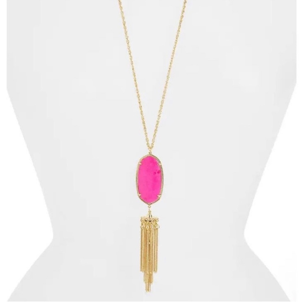 Kendra Scott Rayne Tassel Pendant Necklace Pink and Gold